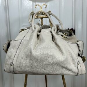 Cole Haan Elegant Cream Leather Tote Bag